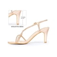 thumbnail image 2 of BLISSFUL STEP Glitter Stiletto Heel Slingback Strap Square Toe Sandals for Women Rose Gold (Size 6), 2 of 7