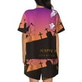 thumbnail image 4 of Womens Pajama Sets With Pocket, Happy halloween cartoon ghost Lounge Sets Short Sleeve Sleepwear PJ Sets for Women, 4 of 6