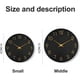 thumbnail image 4 of Reloj de pared decorativo, movimiento de cuarzo con marco dorado, silencioso, sin tictac, para cocina, dormitorio, oficina (10 pulgadas, negro), 4 of 5