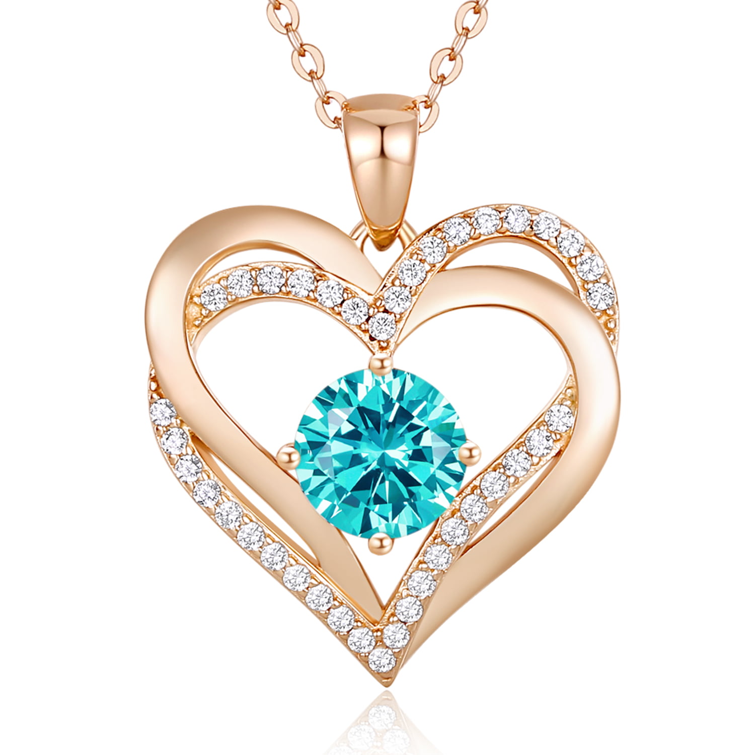 43 Ct Love Heart Women Wedding GIFT Ocean Blue Topaz Gem Silver Necklace Pendant