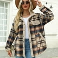 thumbnail image 7 of Women's Winter Oversize Plaid Yellow Flannel Shirts Pockets Long Sleeve Outwear Plaid Winter Coats S, 7 of 7