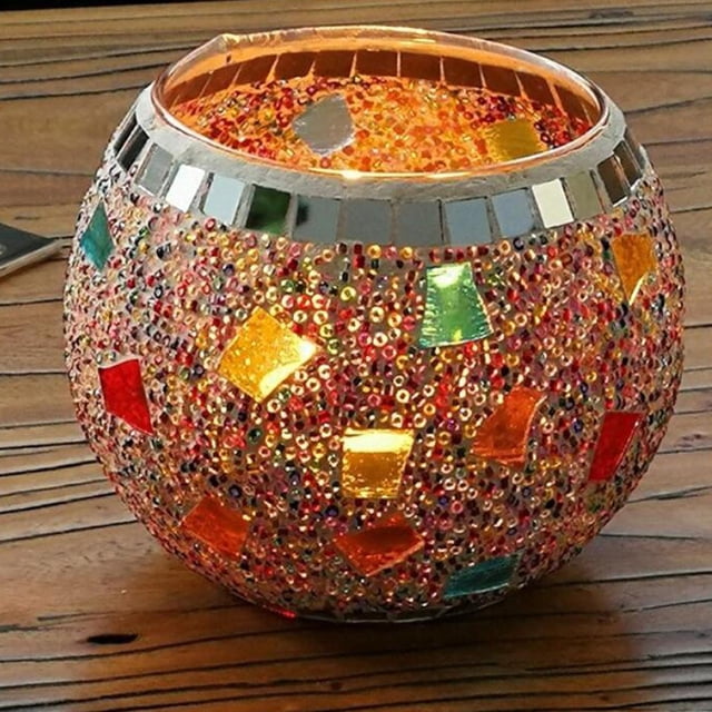 candeliere de de mosaico, soporte de lámpara de , florero, soporte para bolígrafo, cuenco de pntas para decoración para hogar Colco Porta vela