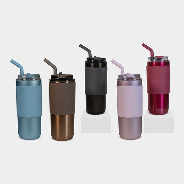 Paquete con 10 piezas de Termo Popote Push, rosa 6.5 x 19