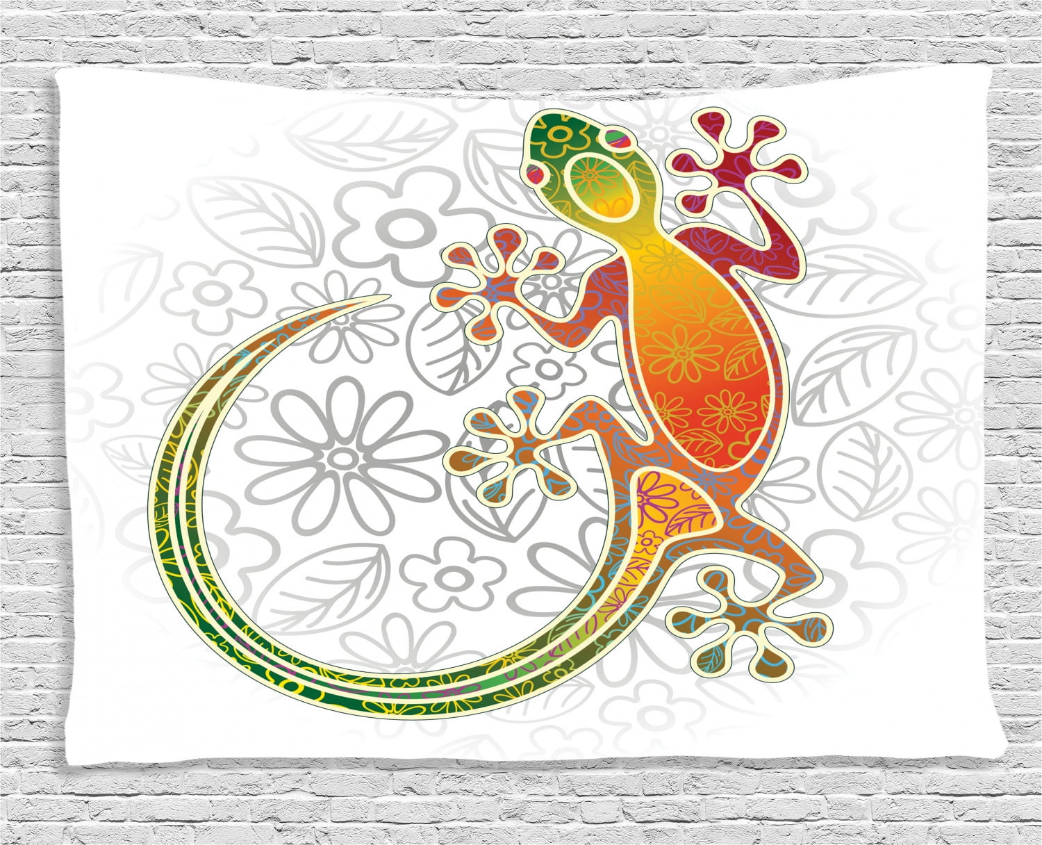 Batik Decor Tapestry, Native Southeast Asian Common House Gecko Moon ...