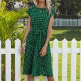 thumbnail image 4 of SMihono Robe d'Été Grande Taille pour Femmes 2023 Mode Imprimé à Pois Manches Courtes Col Rond Robe Décontractée, 4 of 4