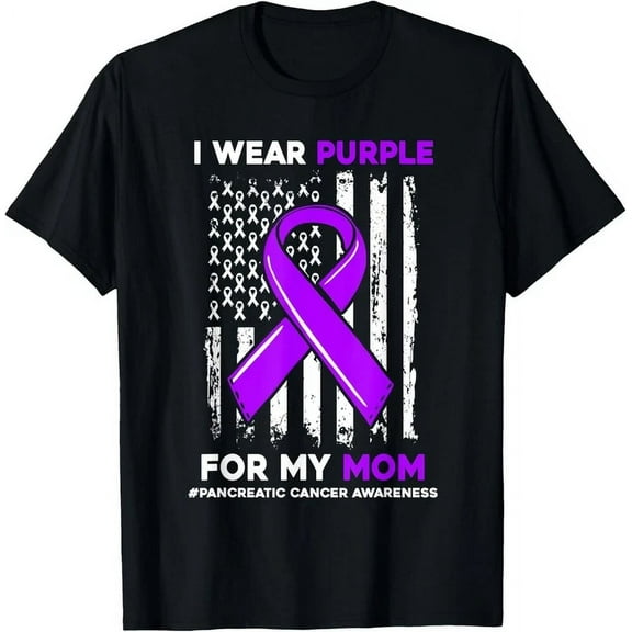 I Wear Purple For My Mom Mother Pancreatic Cancer Awareness T-Shirt Unisex S-5XL Hot Trending Shirt, Vintage Birthday Gift