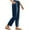 Navy, variant on Wyobmus Womens Summer Trendy Linen Pants Solid Color Drawstring Elastic High Waist Casual Trousers Lightweight Side Eyelet Wide Leg Cropped Pants Green
