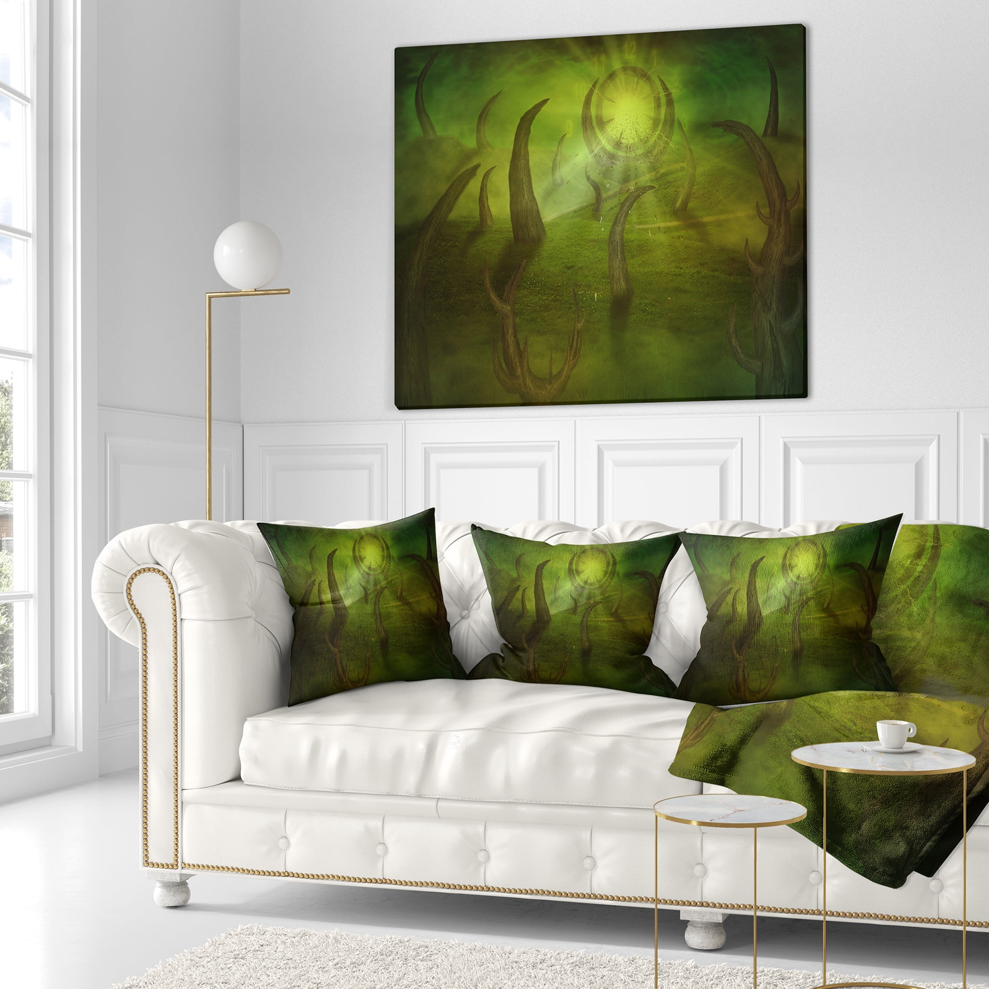 Designart Green Time Travel - Abstract Throw Pillow - 18x18