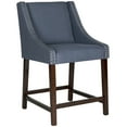 thumbnail image 2 of SAFAVIEH Dylan Modern Linen Espresso Rubberwood Counter Stool, Navy, 2 of 7