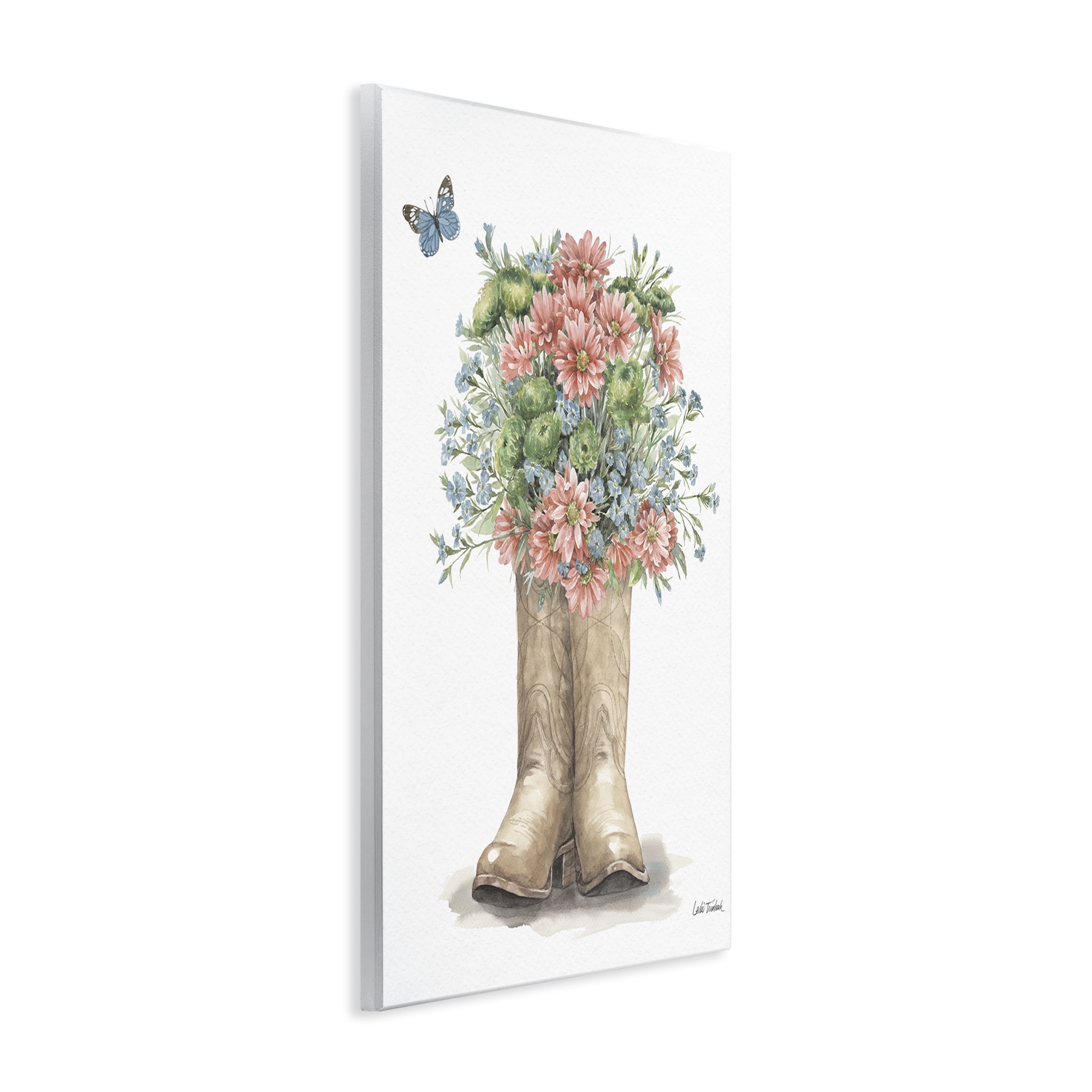 Stupell Industries Western Wildflower Boots Botanical & Floral Painting Unframed Art Print Wall Art, 13 x 19