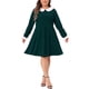 thumbnail image 1 of Vestido de mujer de tallas grandes Agnes Orinda con cuello Peter Pan, manga larga, midi, en línea A, 2X, verde oscuro para otoño e invierno, 1 of 6