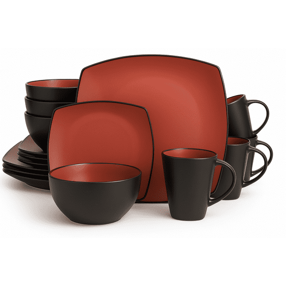 Vajilla Gibson Roja Mate para 4 Personas 16pz