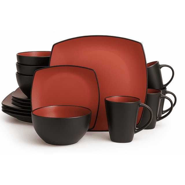 Vajilla Gibson Roja Mate para 4 Personas 16pz