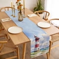 thumbnail image 3 of Beach Lighthouse Table Runner - 36 Inch Long, Kitchen Dining Table Runner Dresser Scarves, Coastal Ocean Ship Sky Oil Painting Farmhouse Decor for Coffee Tables Wedding Party Banquet, 3 of 8