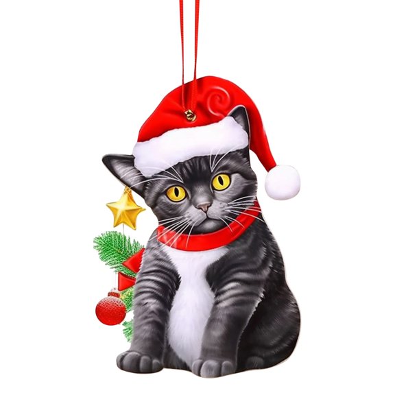 OAVQHLG3B Christmas Ornaments, Black Cat Christmas Decorations, Cute Cat Christmas Tree Hanging Ornaments, Acrylic 2 Side Printed Christmas Decor, Personalized Christmas Stockings for Cat Lovers