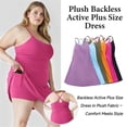 thumbnail image 2 of Huhudde Stretchable Workout Dress with Inner Shorts Pockets for Women Gym Activewear Athletic Spaghetti Straps Tennis Dress, 2 of 15