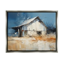 Stupell Industries Abstract Weathered Barn Abstract Painting Gray Floater Framed Canvas Art Print Wall Art, 31 x 25