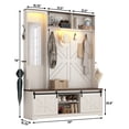thumbnail image 2 of ChVans 75" Hall Tree with Mirror, LED Farmhouse Hall Tree with Bench and Shoe Storage, Hallway Tree w/ Sliding Barn Door, Umbrella Holder, Coat Rack for Entrance Entryway Mudroom, White, 2 of 10