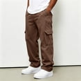 thumbnail image 4 of Domuza Mens Cargo Sweatpants Straight Wide Leg Baggy Pants Drawstring Elastic Waist Jogger Sweatpant Stretch Trouser with Pockets, 4 of 8