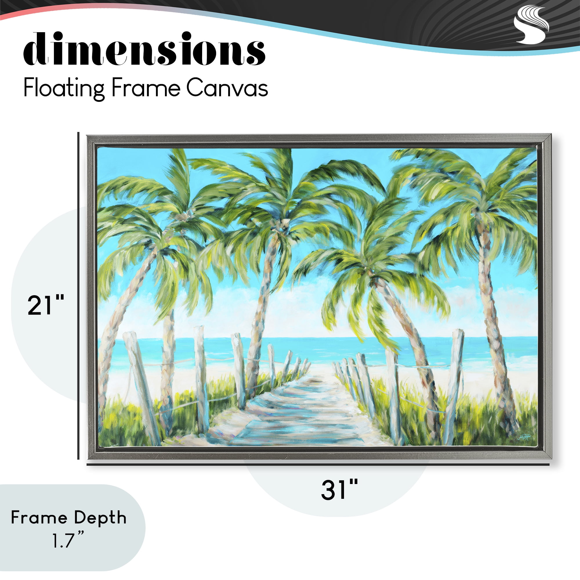 Stupell Industries The Path To Paradise Gray Framed Floater Canvas Wall Art, design by Julie DeRice