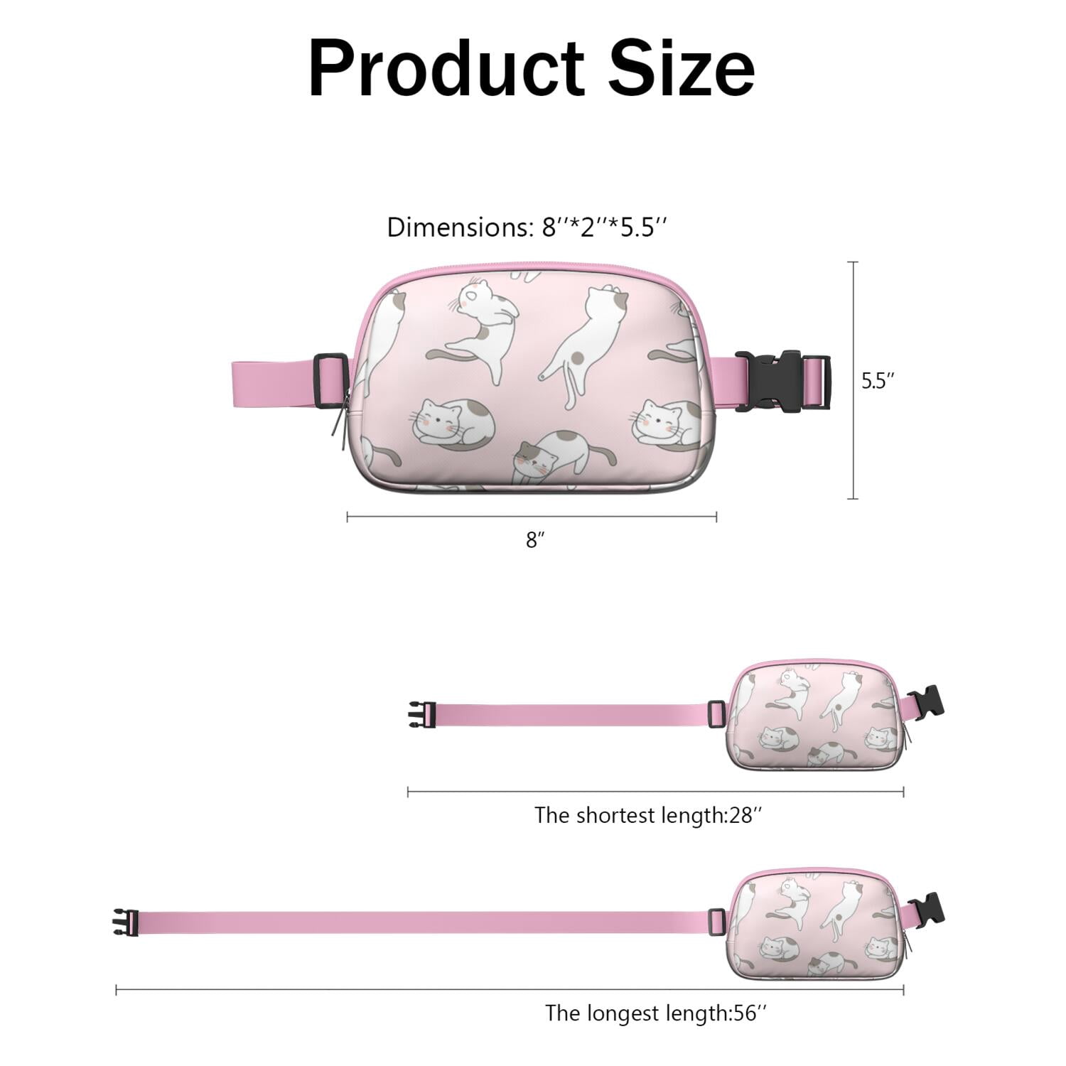 Cute Cat Print Belt Bag – Funny Pet Lovers Fanny Pack for Women with Adorable Pattern and Comfortable Adjustable Strap