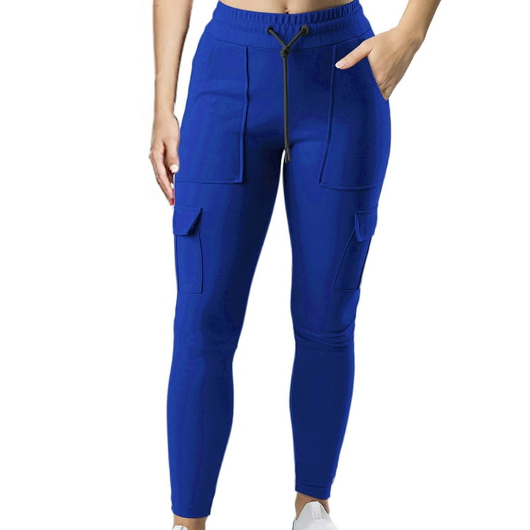 UHUYA Women Flare sweatpants Wide Leg Pants Casual Slim High Elastic Waist  Solid Color Sports Yoga Flare Pants Blue XXL US:12 