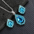 thumbnail image 7 of Water Drop Necklace & Earrings Set for Women - Rhinestone Heart Pendant, 3 Colors (Blue/Purple/White), Stainless Steel Chain, 45cm+5cm Adjustable, Alloy Jewelry Set with Gift Bag, 7 of 7