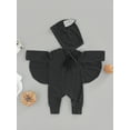 thumbnail image 4 of Wassery Baby Girls Boys Halloween Romper Pumpkin Letter Print Round Neck Bat Long Sleeve Jumpsuits with Ears Hat Halloween Fancy Dress up Outift, 4 of 9