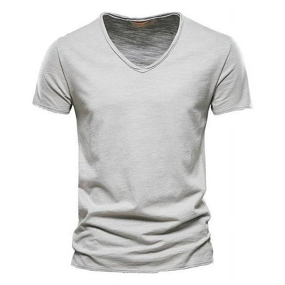 Men's Slim Fit V-Neck T-Shirt, Casual Short Sleeve Cotton Shirt, Breathable and Stretchy for Daily Wear