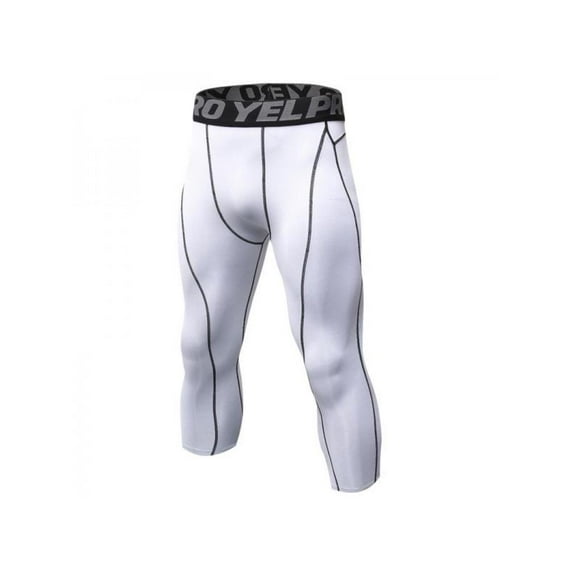 Men Compression Shorts 3/4 Cropped Pants Gym Clothes Base Layers Running Tights