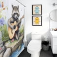 thumbnail image 4 of Raccoon Playing Guitar Western Shower Curtain Cloth Fabric Bathroom Decor Set with Hooks, 4 of 7