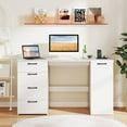 thumbnail image 2 of Costway 53" Computer Desk with Power Outlets Large Executive Desk with 4 Storage Drawers White, 2 of 10
