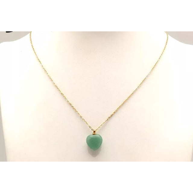 Collar de Corazón en Chapa Oro 18K Cuarzo Rosa Aventurina Agata Obsidiana Gemoterapia MADIOLA