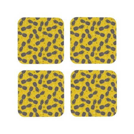 

Tideii Summer Pineapple for Leather Coasters 4 Pieces Anti-fouling and Anti-scalding Decorative Coasters Suitable for Restaurants Kitchens Coffee Shops-Square