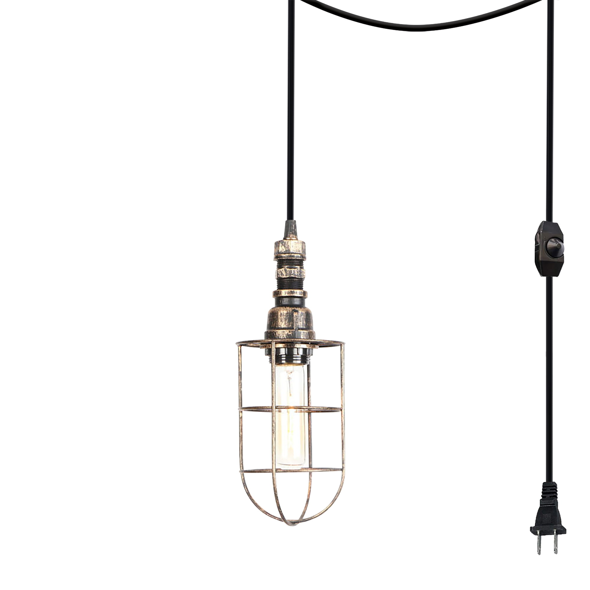 Kiven Plug in Pendant Light,Industrial Hanging Light and 15FT Plugin