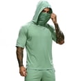 thumbnail image 5 of Yaoyar Mens UPF 50+ Short Sleeve Sun Shirts with Face Mask UV Protection Ice Silk Hooded ShirtsRash Guard Hiking Swimming, 5 of 7