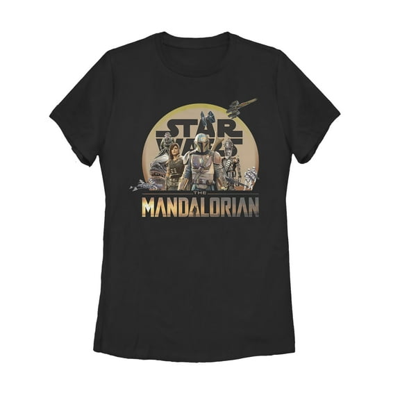 Women's Star Wars: The Mandalorian Character Collage Graphic Tee Black Large