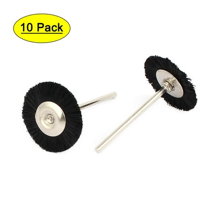 

2.35mm Shank T Shaped Bristle Polishing Brush Wheel Buffing Tool Black 10pcs