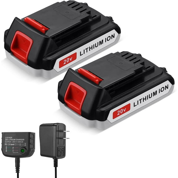 2 Packs 3.6Ah Battery for Black & Decker 20v Battery LBXR20 LBXR20-OPE LB20 LBX20 LBX4020 LB2X4020-OPE, with 16V/20V Output Battery Charger for Black and Decker Battery