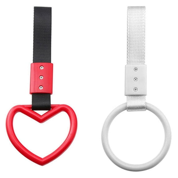 2x Ring / Heart Jdm Tsurikawa Ring for Subway Bus Handle Strap Charm Drift Universal