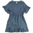 thumbnail image 2 of Vince Camuto Womens Ruffled A-line Dress, Blue, Large, 2 of 2