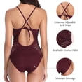thumbnail image 5 of Charmo Crochet One Piece Swimsuits for Women Sexy V Neck Bathing Suit Hollow Monikini, 5 of 7
