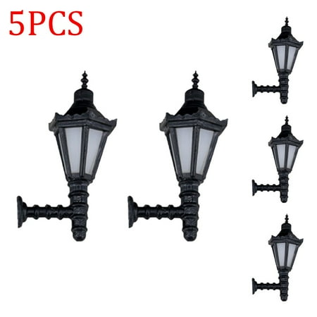 

YaSaLy 5Pcs Train Railroad Park Led Lamppost Wall Model Lights 3V Miniature Lanscape