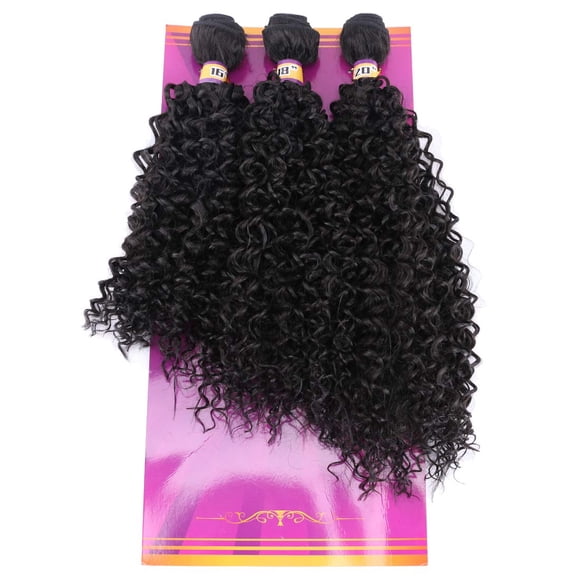 Extensiones de cabello de fibra culrly afro rizado tejido de cabello sintético negro natural 16 18 20 pulgadas 210 gramos/juego Paquetes de cabello resistentes al calor (2#)
