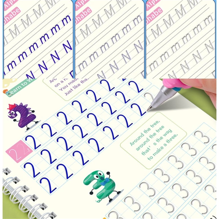 Bexikou Reusable Grooved Handwriting Workbooks, 4-Book Set photo 4