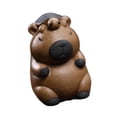 thumbnail image 2 of Mini estatua de capibara, figura en miniatura, adorno de té Kungfu para casa de té. Marrón oscuro, 2 of 9