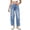 Blue, variant on Women’S Vintage Washed Wide Leg Cropped Jeans, High Waisted Loose Fit Casual Trousers, Soft Polyester Denim Style Pants, 1 Piece, Sizes S Through XXL