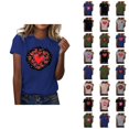 thumbnail image 1 of T-shirts de la Saint-Valentin pour Femmes 2026 Mode Manches Courtes Col Rond Cœur Graphique, 1 of 4