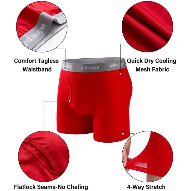 Men's Mesh Boxer Briefs Breathable Men's Stretchy Underwear Open Fly 4 Pack  
