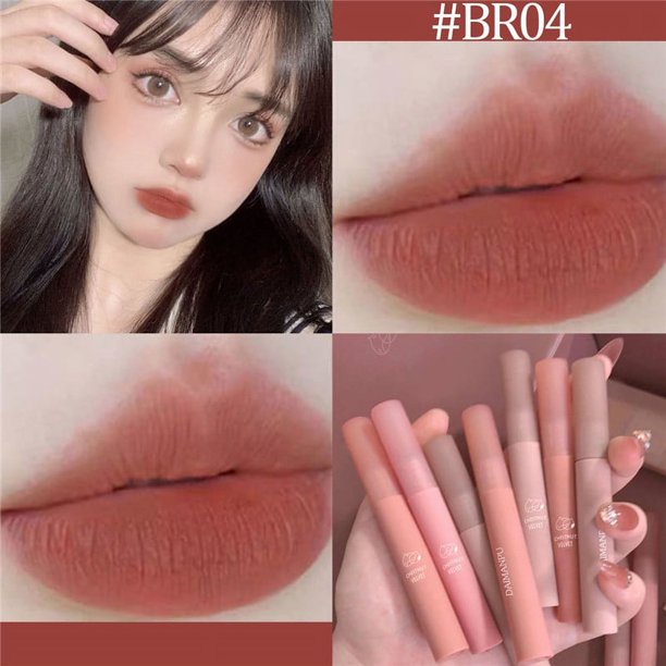 Lápiz labial líquido mate aterciopelado castaño, resistente al agua, brillo labial duradero, lápiz labial nude portátil de larga duración, tinte labial, cosmético de belleza